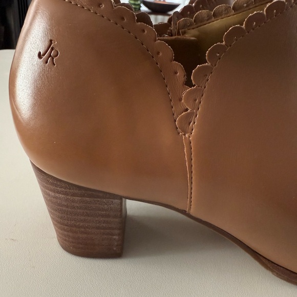Jack Rogers Scalloped Tan Leather Ankle Booties - Picture 2 of 5